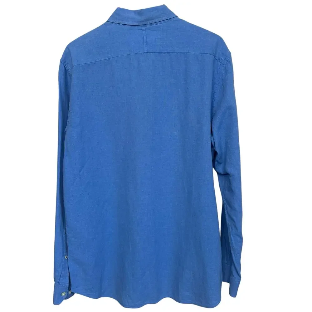 Banana Republic Men’s Blue Linen Blend Long Sleeve Button Down Shirt Size L